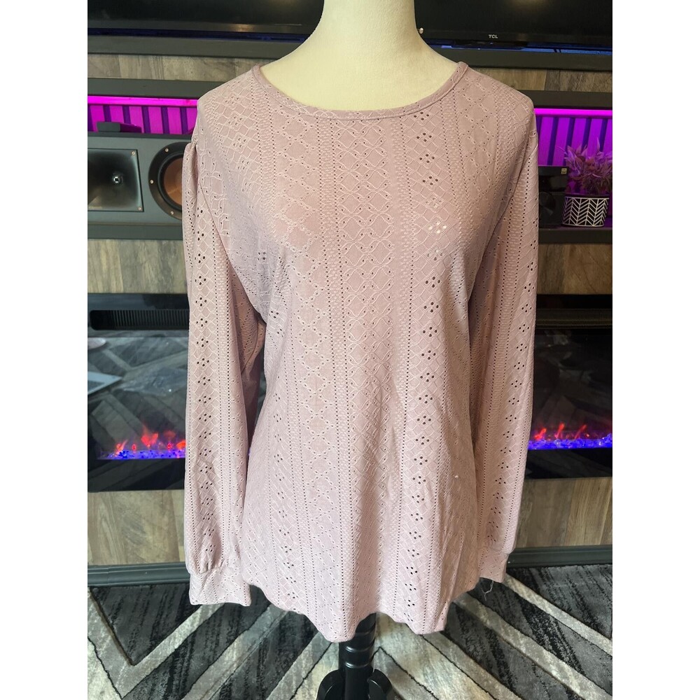 Fantaslook Women's 2XL Pink Long Sleeve Knit Top